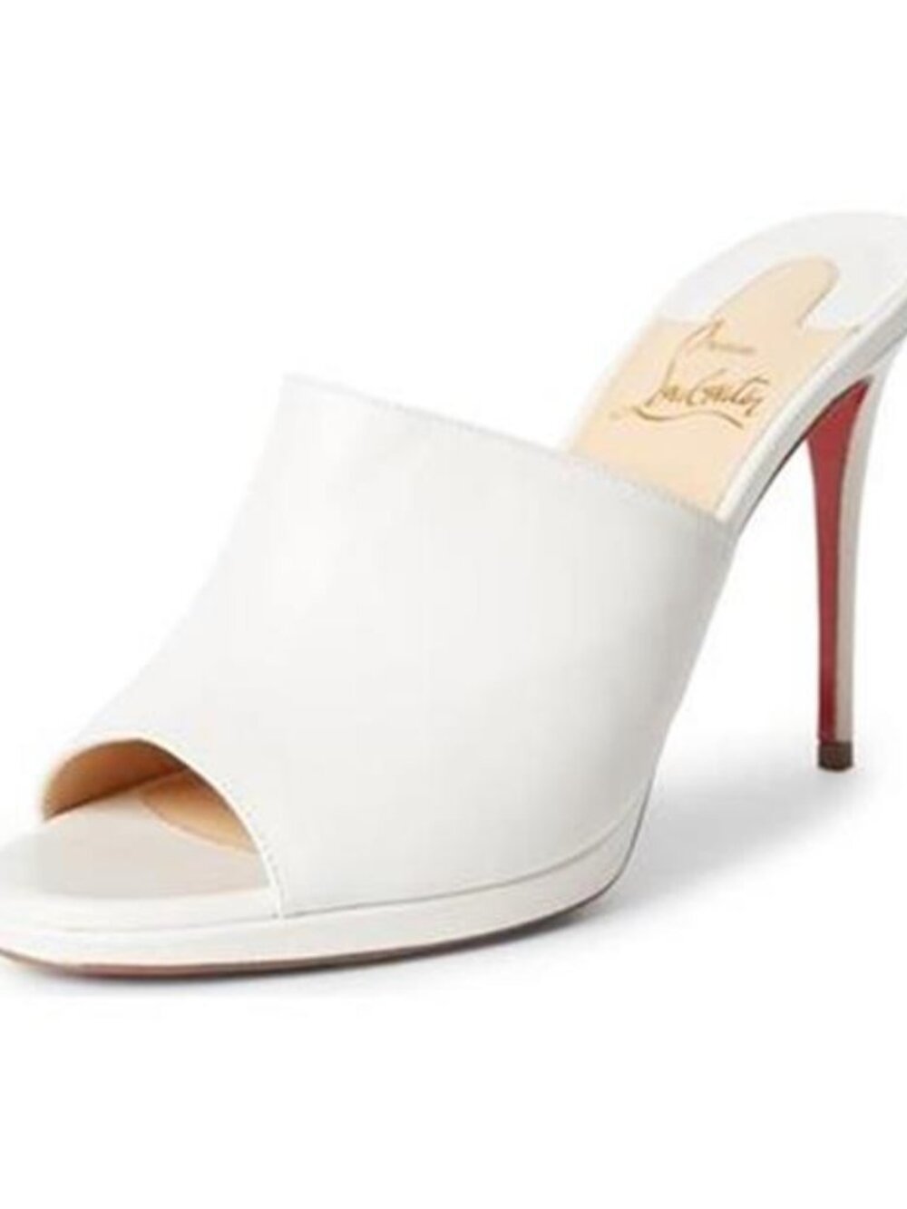 Christian Louboutin PIGAMULE 100 Leather Heels Mules Sandals Shoes White